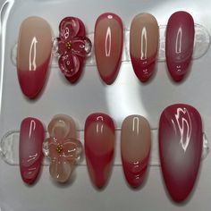 custom set for Lyna 🎀 shape : Almond M #pressonnails #nails #nailart #nailartist #pinknails #auranails #summernails #nailinspo #pinknailinspo Europe Nails, Funky Nail Designs, Nail Piercing, Subtle Nails, Work Nails, Nail Shapes, Long Acrylic Nails, Nails Nailart