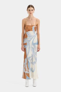 Sorrento Slip Dress Painted Silk Dress, Miami Art Basel Fashion, Sir The Label Dresses, Resort Clothes, Printed Slip Dress, Zara Slip Dress, Graphic Dresses, Printed Silk Dress, 2024 Dresses