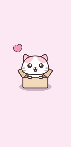 a cat is sitting in a box with hearts