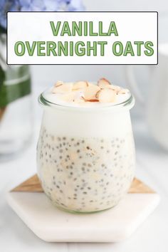 vanilla overnight oats in a glass jar