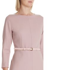 Gorgeous Max Mara Dress Worn On Tv By Celebrities. Sold Out Everywhere. Waist Darts And Slender Leather Belt Add Flattering Slimming Shape. Day To Night Sheath Dress Fashioned From Italian Stretch Wool Crepe. Rounded Shoulder Soften The Tailoring While Tonal Stitching Along The Neckline Provides A Signature Finishing Touch. Lined. Color Is Soft Pale Pastel Pink. Max Mara Dress, Striped Sweater Dress, Weekend Dresses, Grey Maxi Dress, Spaghetti Strap Maxi Dress, Womens Shift Dresses, Halter Midi Dress, Shift Dress Black, Silk Midi Dress