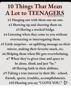 the ten things that mean a lot to teenagers