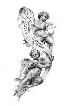 an angel and cupid tattoo design