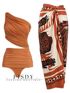 Fisdy - Traje de baño abstracto de una pieza con hombros al descubierto Vintage Inspired Swimsuit, Men's Swimwear, Luxury Swimwear, Beach Swimsuit, One Piece For Women, Swim Dress, Sarong, Monokini, Primavera Estate