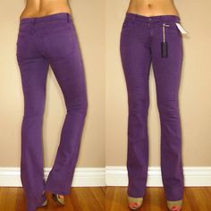 Hist Pick Rich&Skinny Slim Boot Cut In Super-Soft And Super-Stretchy Purple Colored Denim Slim Boot / Straight Leg Style, Legging-Like Fit Tonal R Logo Embroidery On The Back Pocket Retail Price $165.00 Size 26 - Run True To The Size 43% Lyocell, 26% Cotton, 17% Rayon, 13% Polyester, 1% Lycra - Super-Soft And Super-Stretchy Fabrication Inseam: 36"; Leg Opening: 16" Size 26: Will Fit A Natural Waist Of 26"; Waistband: 27-30"; Rise: 7 1/4"; Back Rise: 12 1/4" Tight Purple Bottoms, Casual Purple Stretch Jeans, Purple Straight Jeans, Purple High Waist Fitted Jeans, Purple Micro-elastic Yoga Pants, Off White Jeans, Flair Jeans, Purple Jeans, Womens Jeans Bootcut