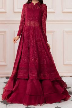 Lehenga With Long Shirt, Chiffon Anarkali Dress, Chiffon Anarkali, Fancy Dress Patterns, Trendy Outfits Indian, Anarkali Lehenga, Traditional Blouse Designs, Long Kurti Designs