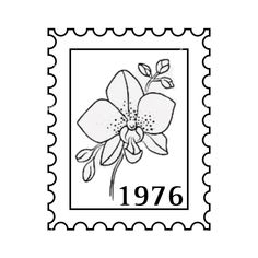 Orchid Stamp Tattoo Design 1976 minimalistic fineline tattoo Lotus Stamp Tattoo, Orchid Stamp Tattoo, Stamp Tattoo Design, Post Stamp Tattoo, Stamp Tattoo