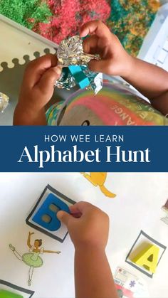 an alphabet hunt for kids with the title how we learn to spell and draw letters