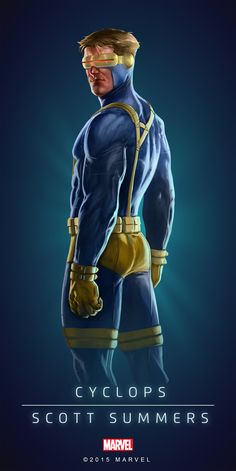 a man in blue and yellow is standing with his hands on his hips