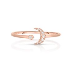 The perfect stackable band 14K Gold .04cttw Genuine Diamonds Celestial Style 14k Rose Gold Diamond Ring, Celestial Yellow Gold Stackable Rings, Celestial Rose Gold Diamond Ring In 14k Gold, Stackable Bands, Moon Ring, The Moon, Wedding Rings, Diamonds, Moon