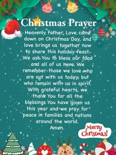 a christmas prayer with santa clause on it