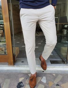 Pants Material: 97% Cotton, 3% Lycra Machine Washable: Yes, But Wash separately Fitting: Slim-Fit Package Include: Pants Only Mens Pants Fashion Trousers, Best Mens Pants, Slim Fit Pants Men, White Pants Outfit, White Slacks, Off White Pants, Pants Outfit Men, Smart Casual Style, Best Mens Fashion