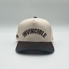 Elevate your look with the Flaming Brim Snapback from Invincible Exclusives. Style, luxury, and confidence in every thread. Cream canvas, brown brim with black flame, brown embroidery Signature stars on side Snapback closure Custom interior lining and tag 100% made from scratch Designed in Detroit Brown Embroidered Snapback Hat, Snapback Hat With Embroidered Logo, One Size, Brown 5-panel Snapback Hat With Leather Patch, Sports Embroidered Logo 5-panel Snapback Hat, Black Embroidered Logo Six-panel Snapback Hat, Cream, Stars, Black