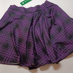 Nwt Urban Coco Plaid Micro Mini Skater Skirt School Skirt High Waist Purple Black Pleated Hidden Side Zipper Size Small 13" Waist 16" Length See Pictures Smoke Free Home Carbisdale Castle, Ultra Mini Skirt, Green Skater Skirt, Purple Mini Skirt, Short Flared Skirt, Tennis Skirt Black, Skirt School, Red Plaid Skirt, Castle Scotland