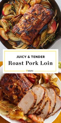 juicy and tender roast pork loin on a plate