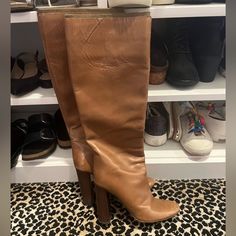 Great Used Condition Chlo Knee High Boots. Some Scuffing At The Toes, Not Noticeable From Above, See Pics. Come With Dust Bag. Size 37/7 Brown Leather Heeled Boots For Evening, High Leather Boots, Chloe Shoes, Knee High Leather Boots, Shoes Heels Boots, High Boots, Knee High Boots, Shoes Women Heels, Leather Boots