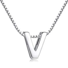 PRICES MAY VARY. Material: 925 sterling silver, allergy free, nickel free, lead free, and cadmium free. 925 silver means the silver purity is 92.5%. This kind of silver is with the optimal hardness, gloss and inoxidizability. Necklace Chain Type: 1mm Thick, 18 inch ( 46cm ) Length Italian Craft Box Chain, High Quality. Letter from A to Z, It represent the first letter of your first name! Choose your name initial necklace, your lover' s initial name or your best friend's initial name. Show your l Necklace Chain Types, Alphabet Necklace, Letter Pendants, Perfect Gift For Mom, Initial Pendant, Letter Necklace, Pendant Design, Initial Charm, Personalized Necklace