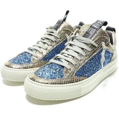 Amazing Fun Blue And Silver Glitter Sneakers With Grey Laces. New Unworn Size 44. Glitter Sneakers, Blue Glitter, Silver Glitter, Blue And Silver, Womens Shoes Sneakers, Shoes Sneakers, Color Blue, Glitter, Women Shoes