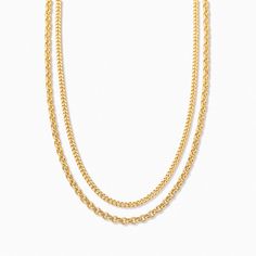 Gold Chain Link Necklaces For Layering, Dainty Double Chain Link Necklace, Gold-plated Charm Necklaces For Layering, Everyday Double Strand Gold Chain Necklace, Gold Double Chain Charm Necklace For Everyday, Everyday Gold Double Chain Charm Necklace, Everyday Gold-plated Layered Necklace With Gold Chain, Double Chain Link Necklace For Layering, Everyday Double Chain Gold-tone Necklace