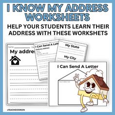 i know my address worksheets help students learn their address with these worksheets