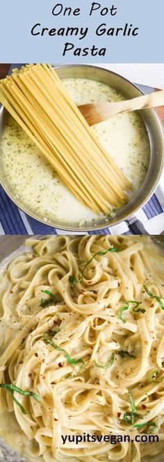 one pot creamy garlic pasta is an easy dinner recipe