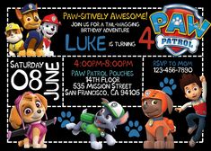 the paw patrol birthday party is set up with an animal themed ticket for each child's birthday