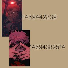 three different images of anime characters with numbers in front of them and below the image