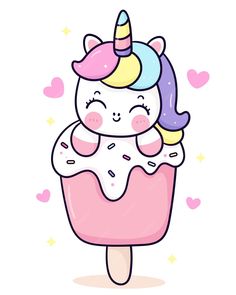 cute unicorn ice cream with sprinkles on it's head and eyes