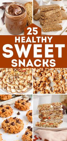 25 healthy sweet snacks with text overlay