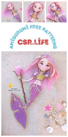 an image of a mermaid doll with pink hair