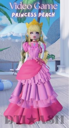 Princess Peach Dti Outfits, Dti Outfits Ideas Video Game, Video Game Characters Dti Outfit, Princess Peach Dress To Impress, Video Game Dress To Impress, Video Game Character Dress To Impress, Pink Dress To Impress, Dress To Impress Princess, Gyaru Dress