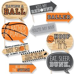 basketball party photo booth props - set of 12