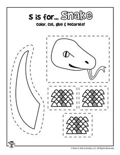 the letter s is for snake printable worksheet with cut and pasted shapes