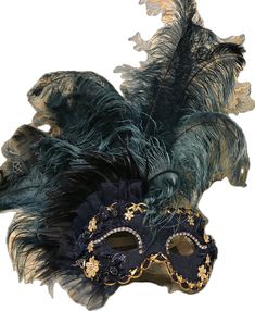 Elegant Feathered Masquerade Mask, Elegant Full Face Masquerade Mask For Carnival, Elegant Feathered Masquerade Mask For Mardi Gras, Elegant Feathered Eye Mask For Masquerade, Elegant Theater Eye Mask, Elegant Eye Mask For Theater, Feathered Eye Mask For Carnival, Elegant Feathered Masquerade Mask For Costume Party, Carnival Masquerade Masks With Feathers