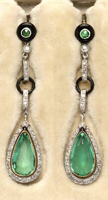 Mystic Fire Topaz, Columbian Emeralds, Bijoux Art Nouveau, Nouveau Jewelry, Deco Earrings, Art Nouveau Jewelry, Art Deco Earrings, Emerald Earrings, Deco Jewelry