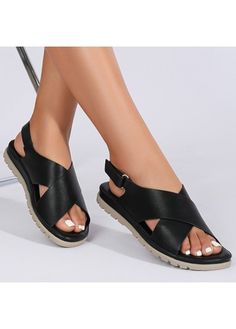 Color:Black;Size:36;Size:37;Size:38;Size:39;Size:40;Size:41;Size:42;Package Contents:1 Pair X Sandals;Style:Casual; Sandals On Sale, Sandals For Sale, Sandal Fashion, Shoes Black, Leather Sandals, Black Shoes, Style Casual, Cinderella, Pu Leather