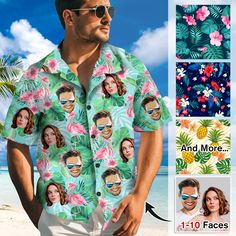 Our custom Hawaiian shirt is a perfect gift to surprise him/her and make you lover laughing.It's fashion and super comfort,not only as a surprises gift,also perfect for daily wearing.If you want to buy a gift for Birthday, Valentine's Day, Anniversary, Wedding, Bachelorette party or any special,please find out in our store! 💗HOW TO GET YOUR CUSTOM SWIM TRUNK  1.Select size and pattern you want.  2.Add to cart & checkout.  3.Send us your photo(s) in the best possible resolution via Etsy message(by click the litter mountain icon to attach photo).  4.Sit back on the couch and wait for the parcel! 💗PRODUCT DETAILS Made from 95% polyester and 5% spandex, lightweight and comfortable. Regular fit with short sleeves, perfect top for summer wearing. Each panel is cut and sewn together to ensure a Shirt For Boyfriend, Personalized Christmas Shirts, Face Flower, Pineapple Shirt, Tiki Party, Mens Hawaiian Shirts, Aloha Shirt, Hawaii Shirt, Beach Shirts