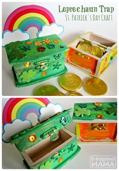 the leprechaun trap st patrick's day craft with gold coins and shamrocks