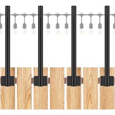 the four lights are attached to the wood planks