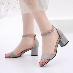 Olivia Mark - Chic Black High Heel Sandals Black High Heel Sandals, Grey Sandals, Elegant High Heels, Mid Heels Pumps, Hiking Boots Women, Peep Toe Sandals, Stiletto Sandals, Low Block Heels, Buckle Sandals