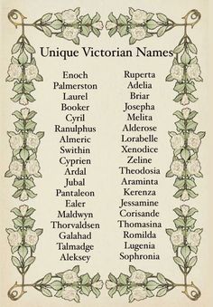 an ornate frame with the names of different people and flowers on it's sides