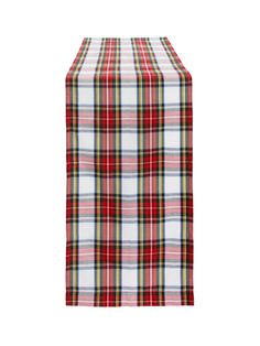 a red and white plaid table runner