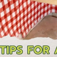 a red and white checkered table cloth with the words tips for attic cleaning on it