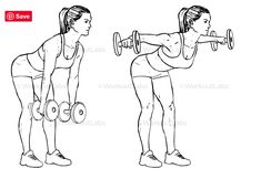 a woman doing squats with dumbbells in front and behind her, while holding a barbell