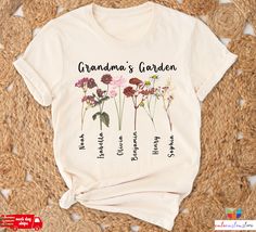 Grandmas Garden Shirt, Grandma Gift, Birth Month Flowers, Personalized Gifts for Grandma, Mothers Day Gift for Grandma, Grandma Shirt Sizing Details: Available in all sizes, our kids' sizes feature unisex crewnecks and are true to size on average. Crewnecks match in color, though there might be a slight variance in shades with V-necks, youth, and toddler sizes.  Please note that all measurements provided are approximations, and shirts may vary within 1" of the dimensions listed.📏 Unsure about s Grandma Mothers Day Gift, Garden Shirt, Grandmas Mothers Day Gifts, Gifts For Grandma, Grandmas Garden, Grandma Shirt, Grandma Shirts, Gardening Shirts, Month Flowers