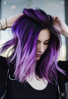 Bright Colored Hair For Brunettes, Purple Hair With Lavender Highlights, Purple Money Pieces On Dark Hair, Purple Pink Balayage, Purple Tipped Hair, Black Pink And Purple Hair, Purple Shoulder Length Hair, Hair Color Unique Short, Purple Hair Ideas For Brunettes