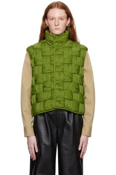 Bottega Veneta Green, Press Studs, Clothing For Women, Stand Collar, Bottega Veneta, Patch Pocket, Designer Clothing, Women Wear, Collar