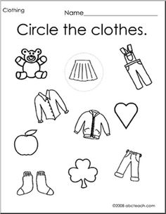 the clothes worksheet for children to learn how to draw and cut them out