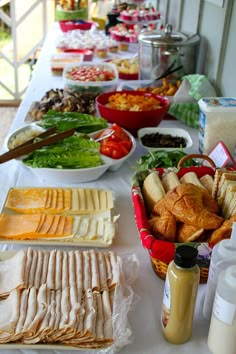 a long table filled with lots of food