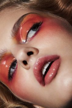 Make Up Is An Art Runway Fashion Makeup Look, Fashion Makeup Editorial, Coral Makeup Looks, Runway Makeup Looks, Makeup Editorial, Fashion Editorial Eye Makeup, Draping Blush Makeup, Editorial Runway Makeup, Colourful Editorial Makeup